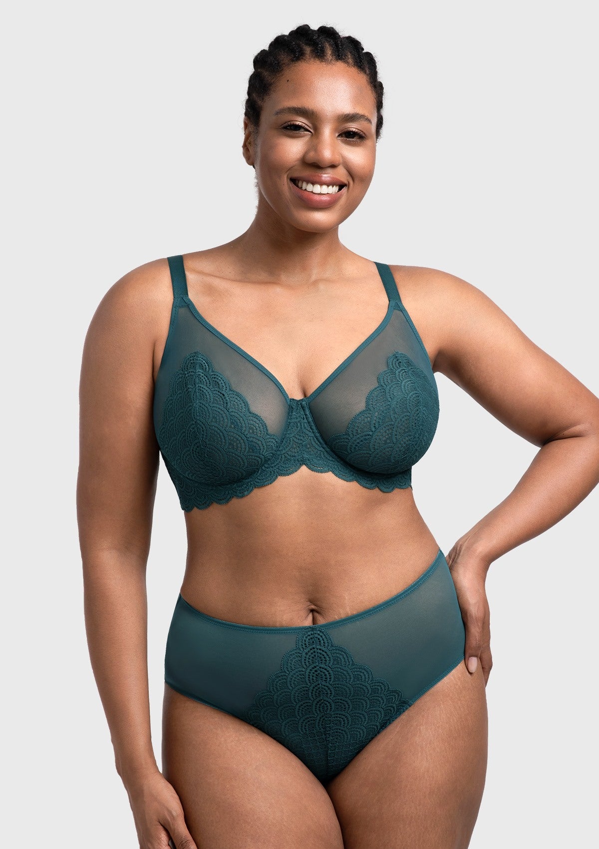 (Cardi B recommends)Mermaid Scales Lace Beige Brown Unlined Bra - HSIA