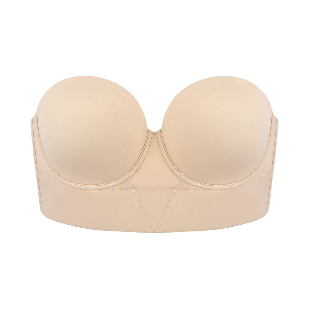 Daisy Smooth Lace Beige Lightly Padded Longline Underwire Strapless Balconette Bra - HSIA