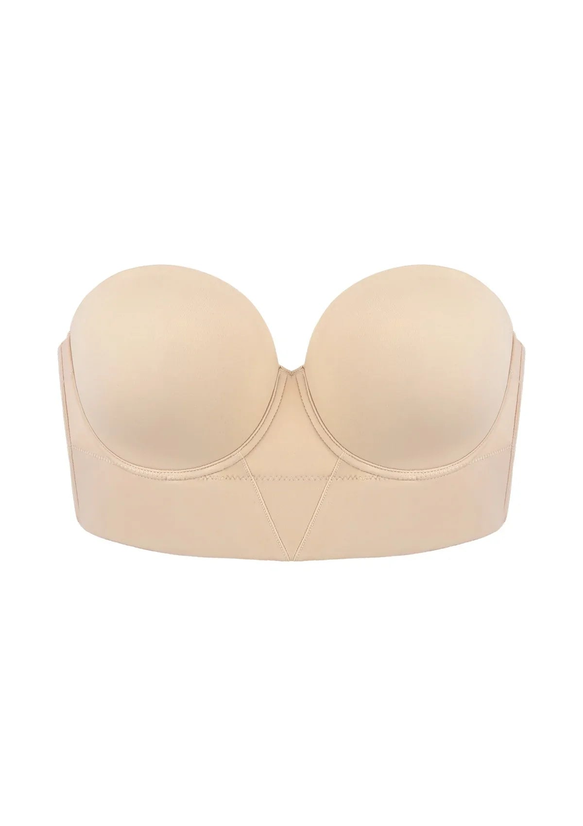 Daisy Smooth Lace Beige Lightly Padded Longline Underwire Strapless Balconette Bra - HSIA