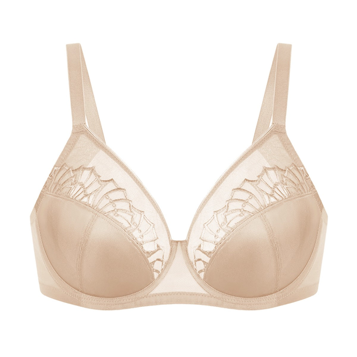 HSIA Pearl Shimmer Light Beige Unlined Plus Size Full Coverage Underwire Comfortable Bra - HSIA