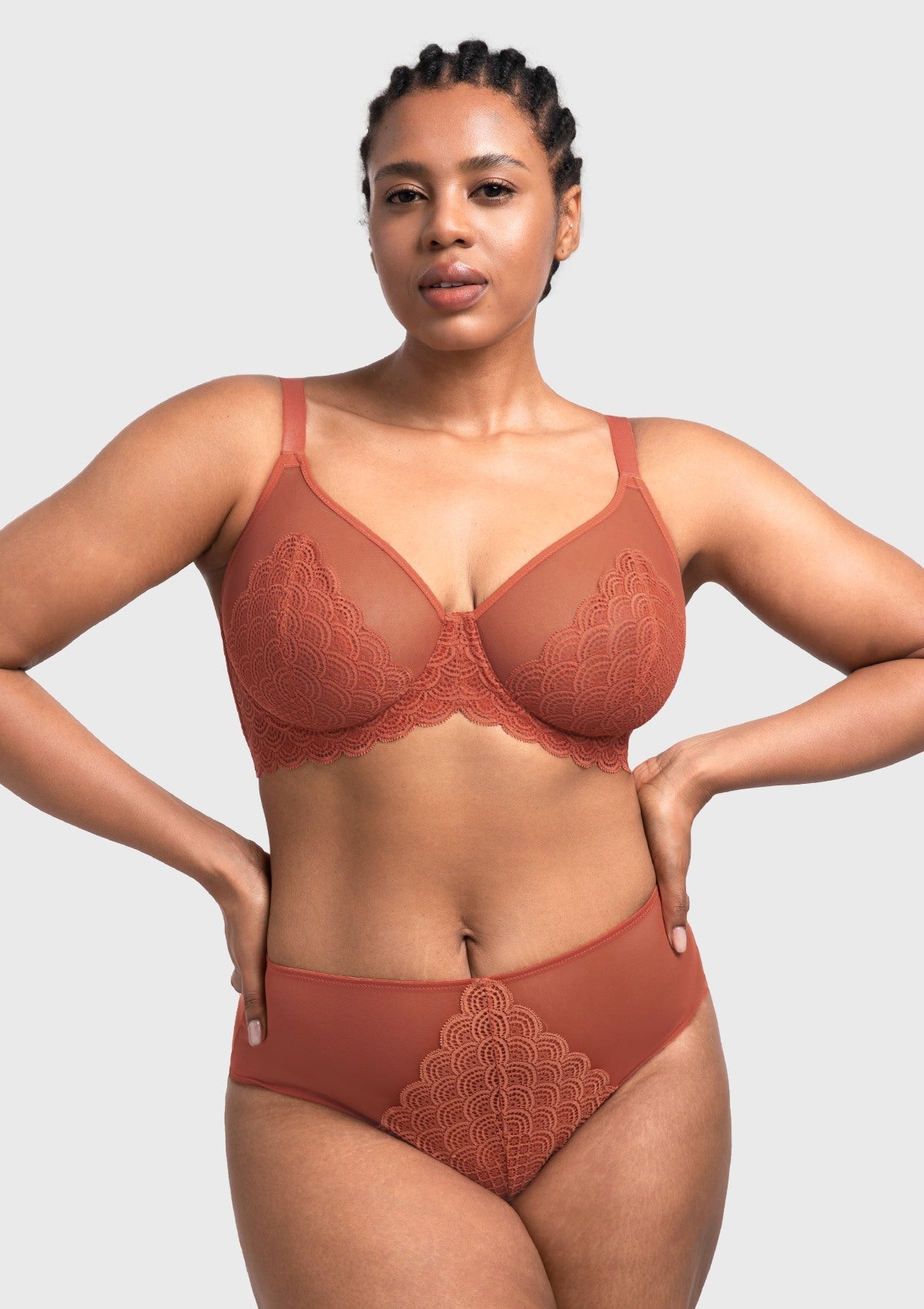 (Cardi B recommends)Mermaid Scales Lace Beige Brown Unlined Bra - HSIA