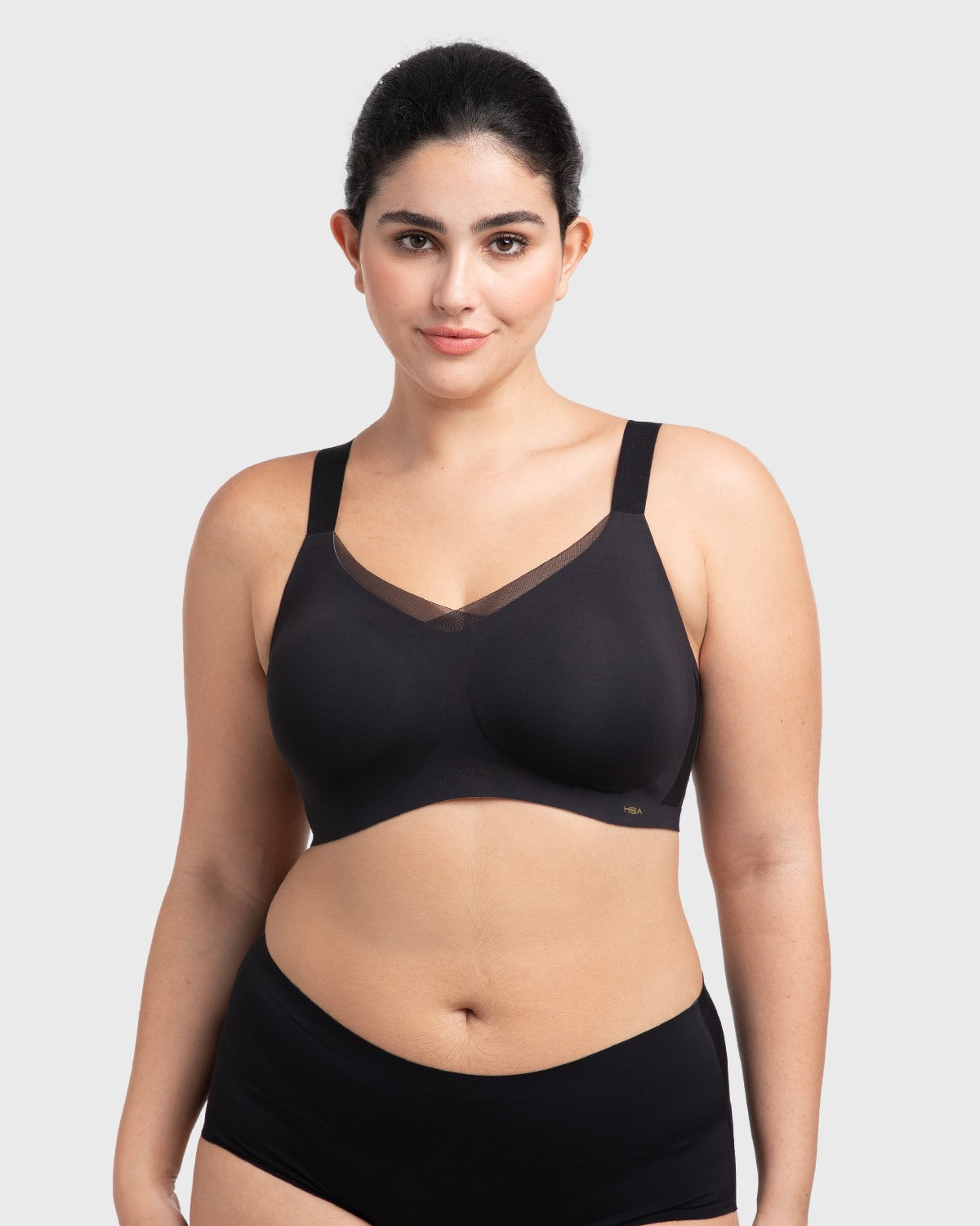 Songful Plus Size Seamless Wireless Supportive Full Coverage Mesh Crossover Bra - HSIA