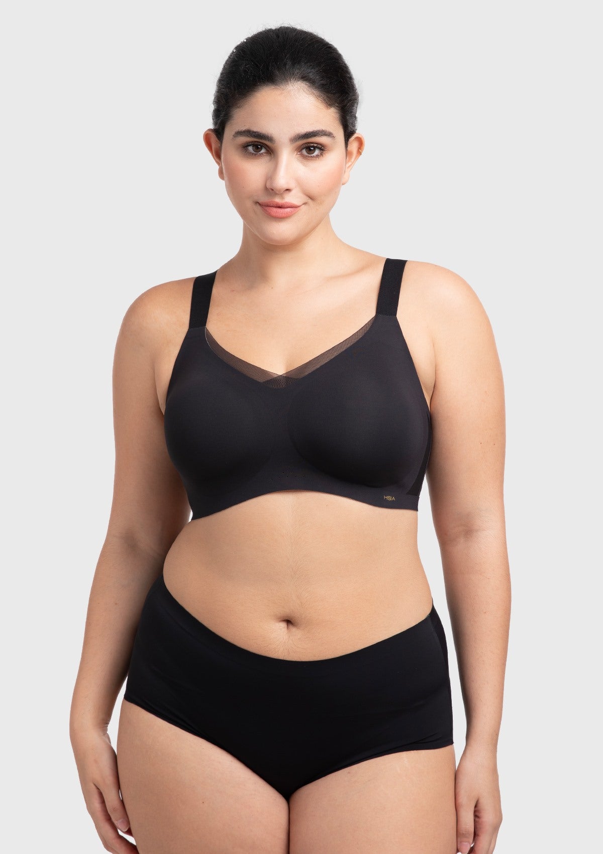 Songful Plus Size Seamless Wireless Supportive Full Coverage Mesh Crossover Bra - HSIA