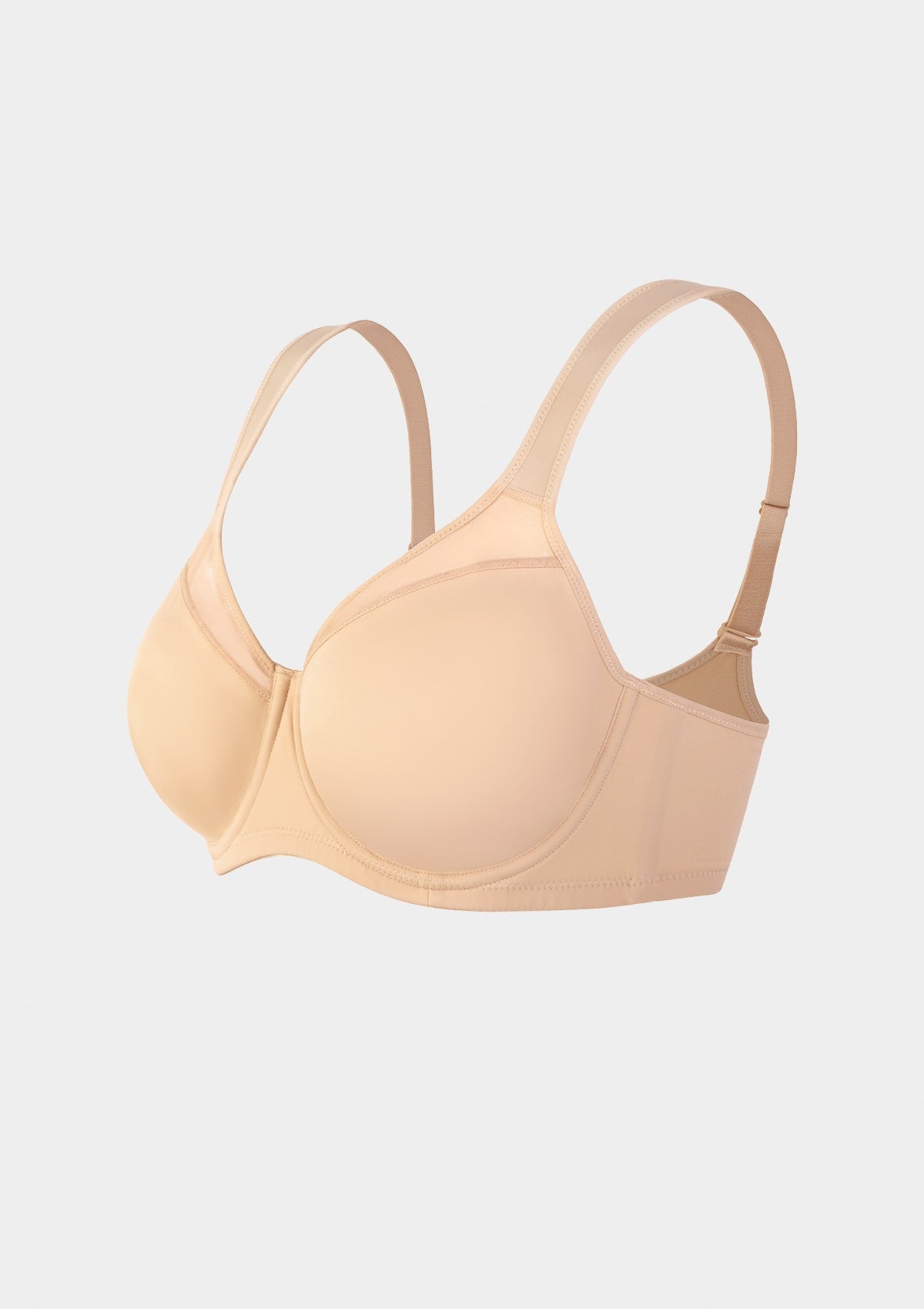 HSIA Alina Full Coverage Underwire Bra Plus Size Supportive Unlined Adjustable Strap Comfort Fit T-Shirt Style - HSIA