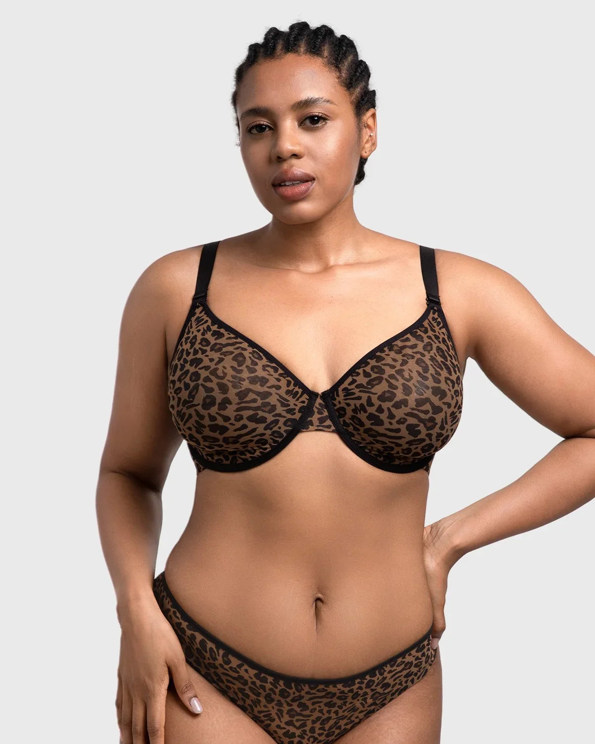 HSIA Leopard wild Unlined Plus Size Breathable Soft Mesh No Padding Underwire Bra - HSIA
