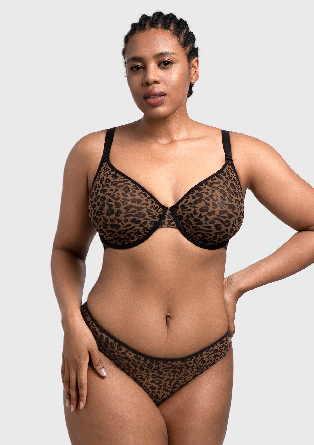 HSIA Leopard wild Unlined Plus Size Breathable Soft Mesh No Padding Underwire Bra - HSIA