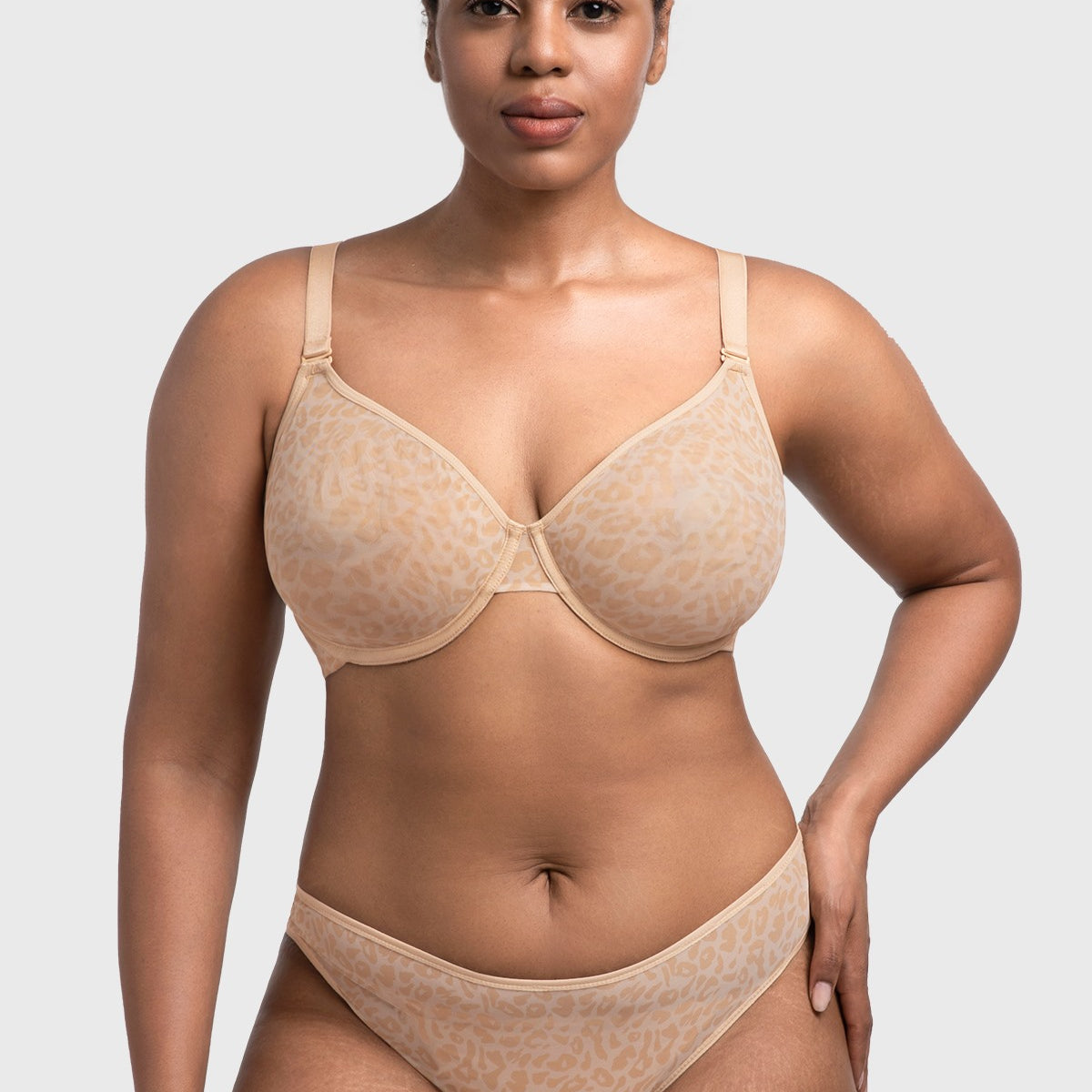 HSIA Leopard wild Unlined Plus Size Breathable Soft Mesh No Padding Underwire Bra - HSIA