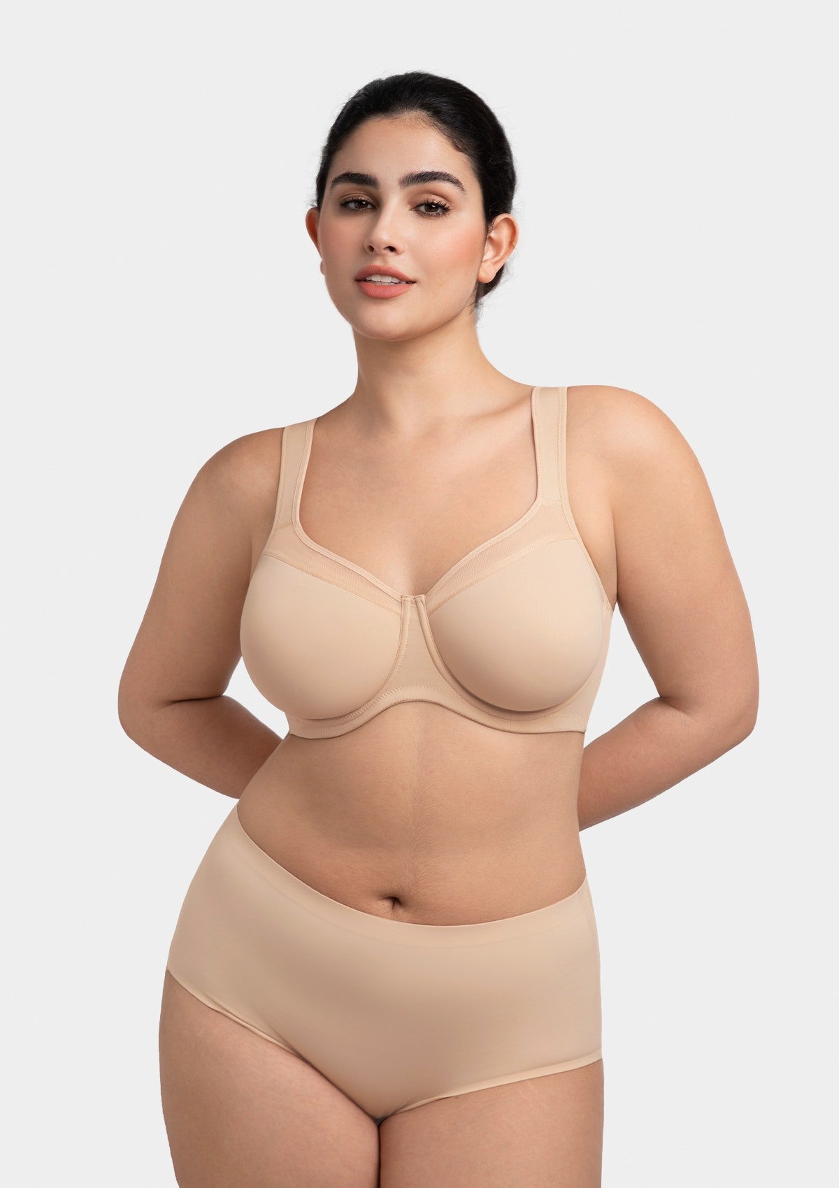 HSIA Alina Full Coverage Underwire Bra Plus Size Supportive Unlined Adjustable Strap Comfort Fit T-Shirt Style - HSIA