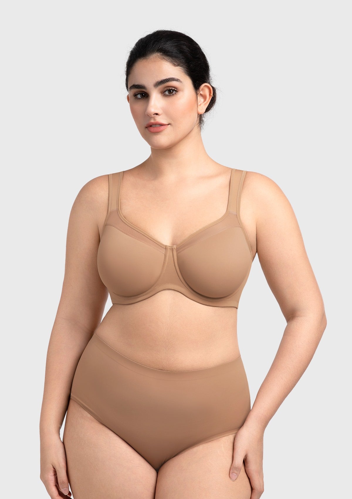 HSIA Alina Full Coverage Underwire Bra Plus Size Supportive Unlined Adjustable Strap Comfort Fit T-Shirt Style - HSIA