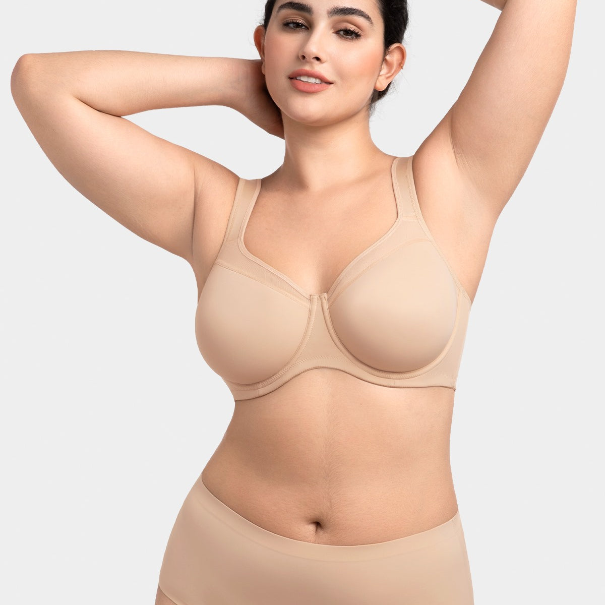 HSIA Alina Full Coverage Underwire Bra Plus Size Supportive Unlined Adjustable Strap Comfort Fit T-Shirt Style - HSIA