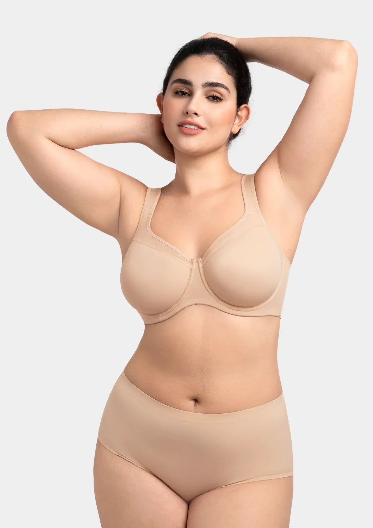 HSIA Alina Full Coverage Underwire Bra Plus Size Supportive Unlined Adjustable Strap Comfort Fit T-Shirt Style - HSIA