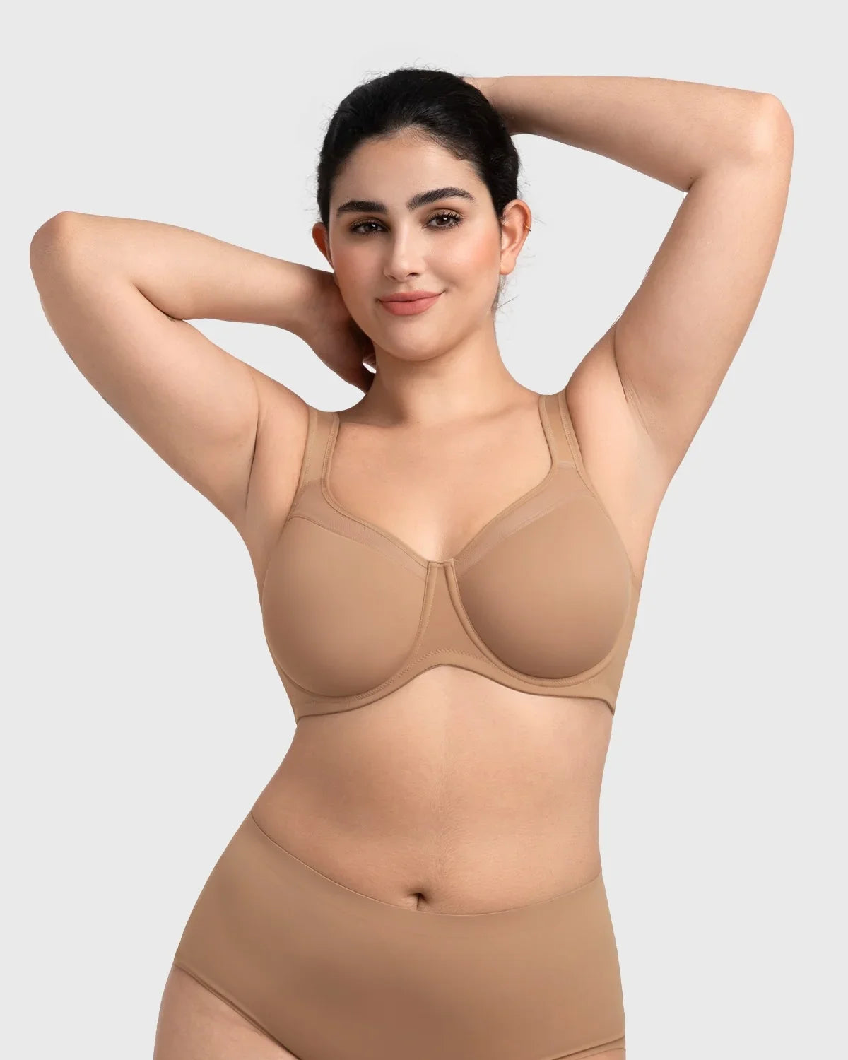 HSIA Alina Full Coverage Underwire Bra Plus Size Supportive Unlined Adjustable Strap Comfort Fit T-Shirt Style - HSIA