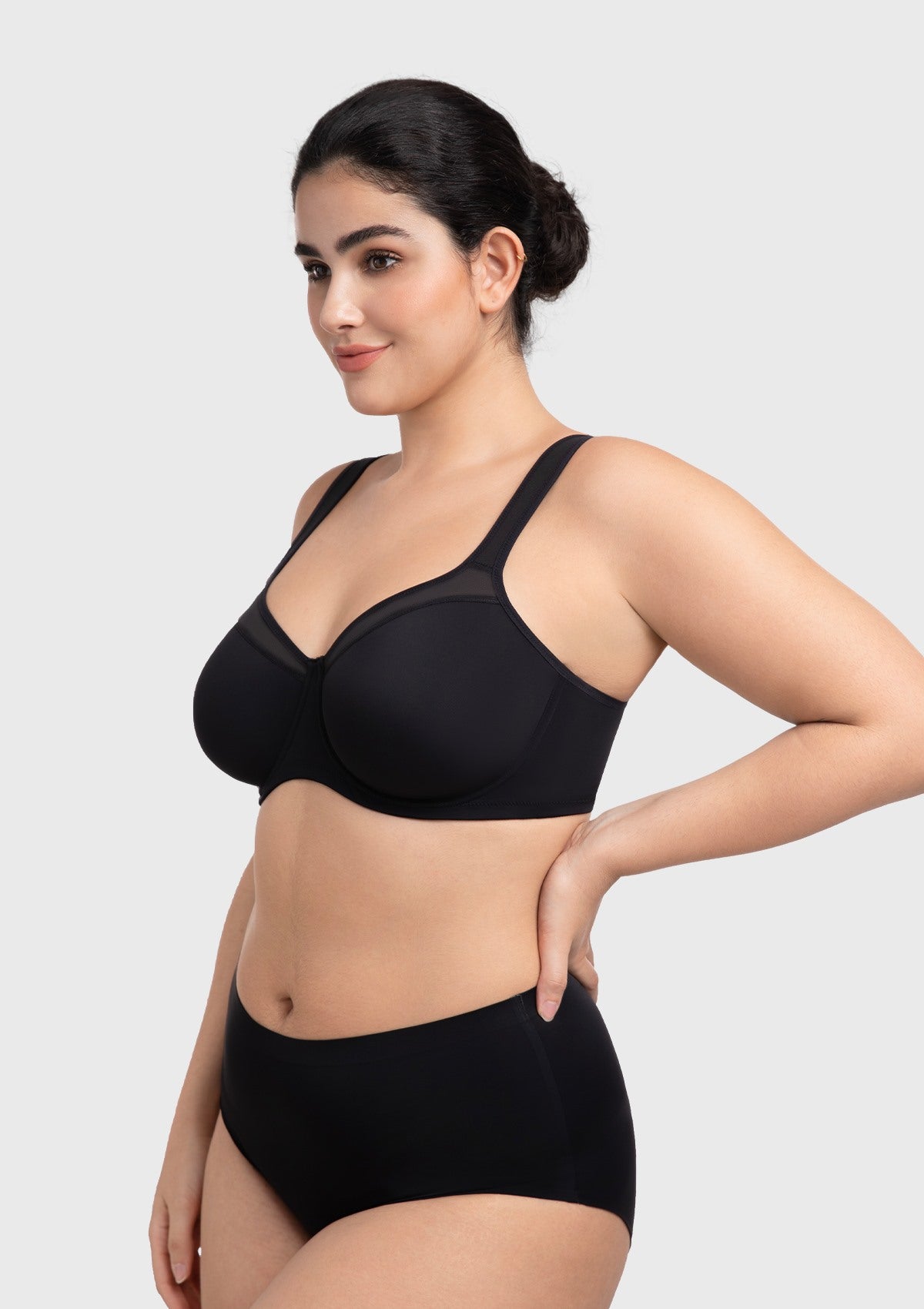 HSIA Alina Full Coverage Underwire Bra Plus Size Supportive Unlined Adjustable Strap Comfort Fit T-Shirt Style - HSIA