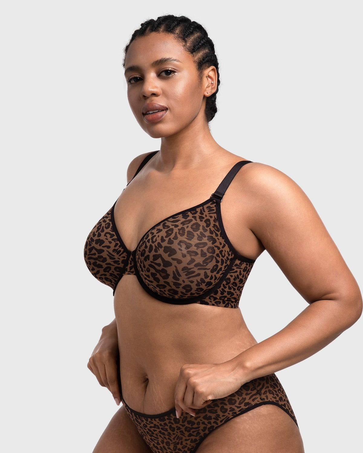 HSIA Leopard wild Unlined Plus Size Breathable Soft Mesh No Padding Underwire Bra - HSIA