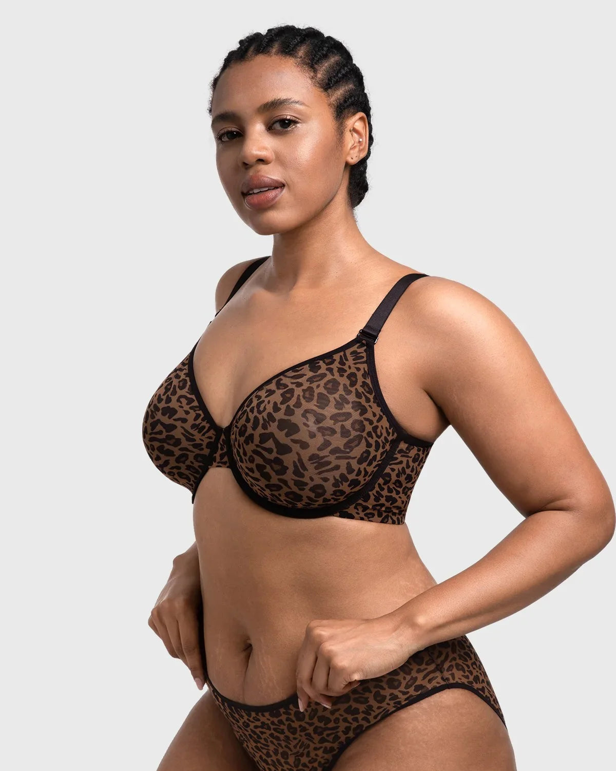 HSIA Leopard wild Unlined Plus Size Breathable Soft Mesh No Padding Underwire Bra - HSIA
