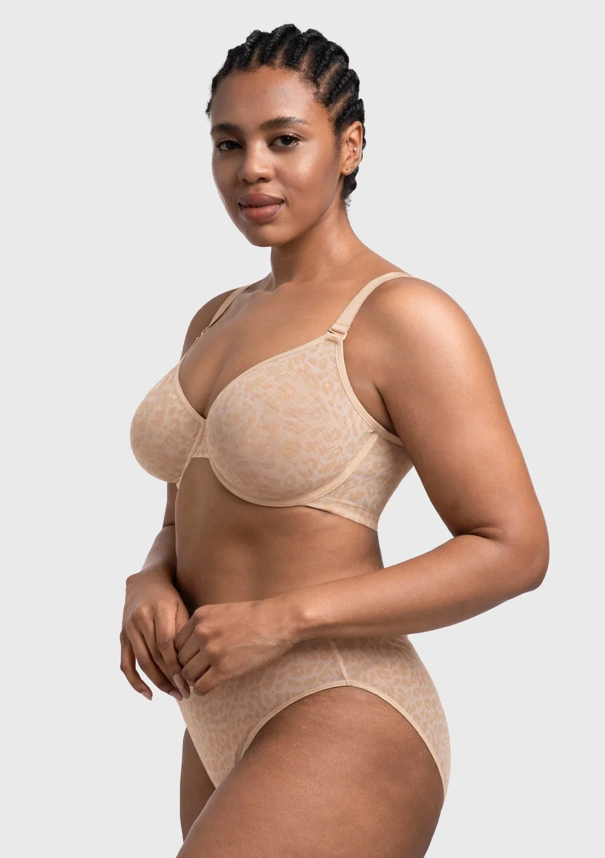 HSIA Leopard wild Unlined Plus Size Breathable Soft Mesh No Padding Underwire Bra - HSIA
