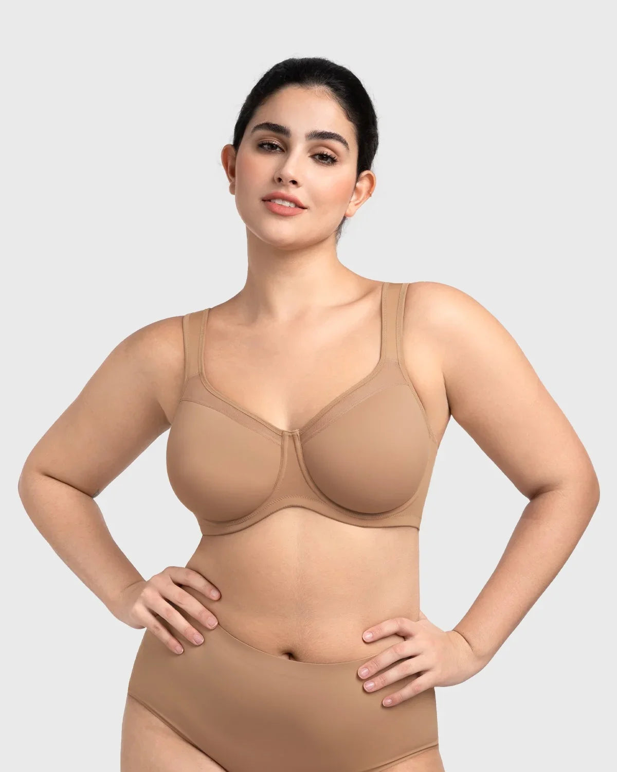 HSIA Alina Full Coverage Underwire Bra Plus Size Supportive Unlined Adjustable Strap Comfort Fit T-Shirt Style - HSIA