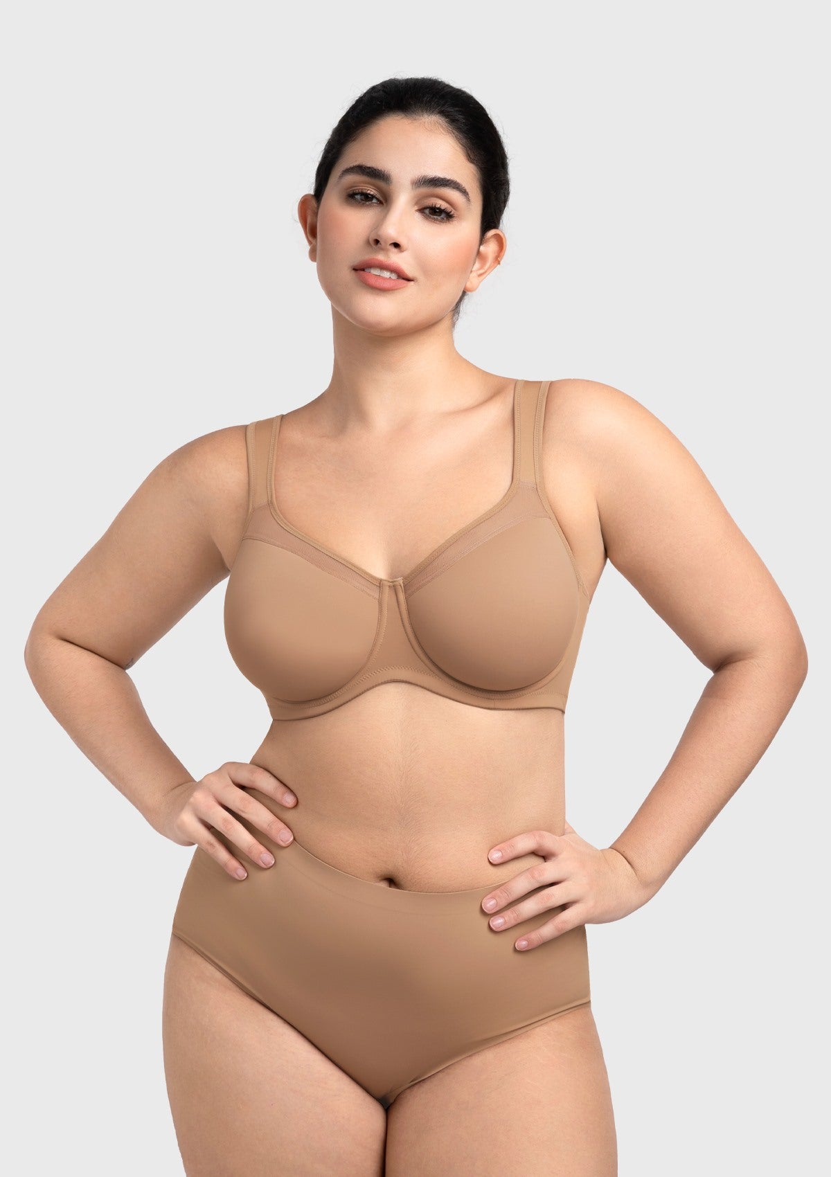 HSIA Alina Full Coverage Underwire Bra Plus Size Supportive Unlined Adjustable Strap Comfort Fit T-Shirt Style - HSIA