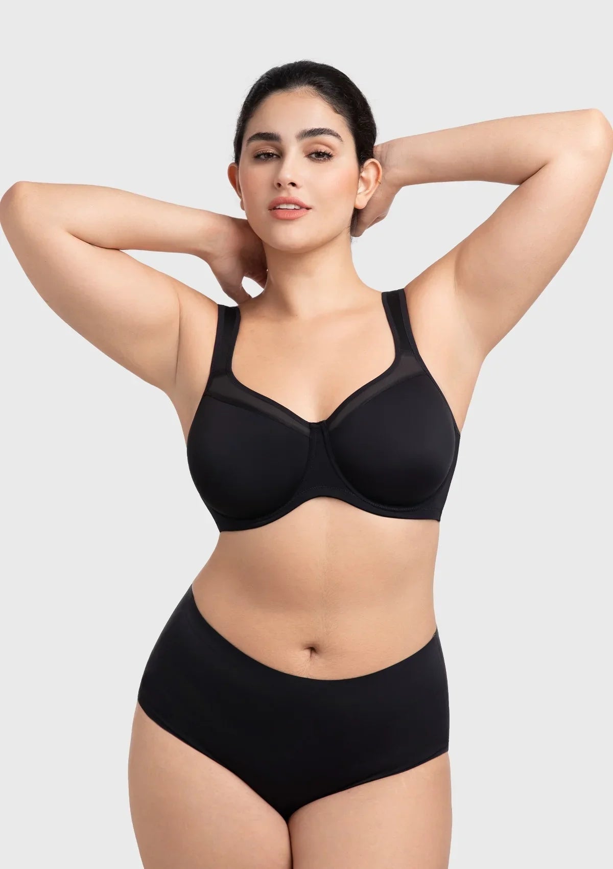 HSIA Alina Full Coverage Underwire Bra Plus Size Supportive Unlined Adjustable Strap Comfort Fit T-Shirt Style - HSIA