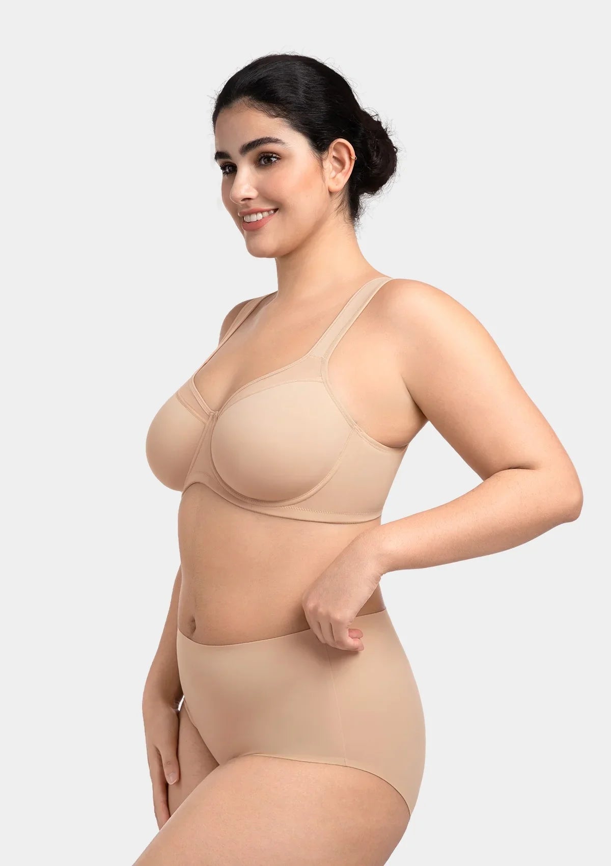 HSIA Alina Full Coverage Underwire Bra Plus Size Supportive Unlined Adjustable Strap Comfort Fit T-Shirt Style - HSIA