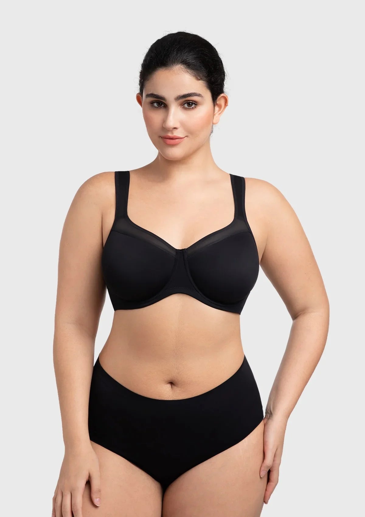 HSIA Alina Full Coverage Underwire Bra Plus Size Supportive Unlined Adjustable Strap Comfort Fit T-Shirt Style - HSIA
