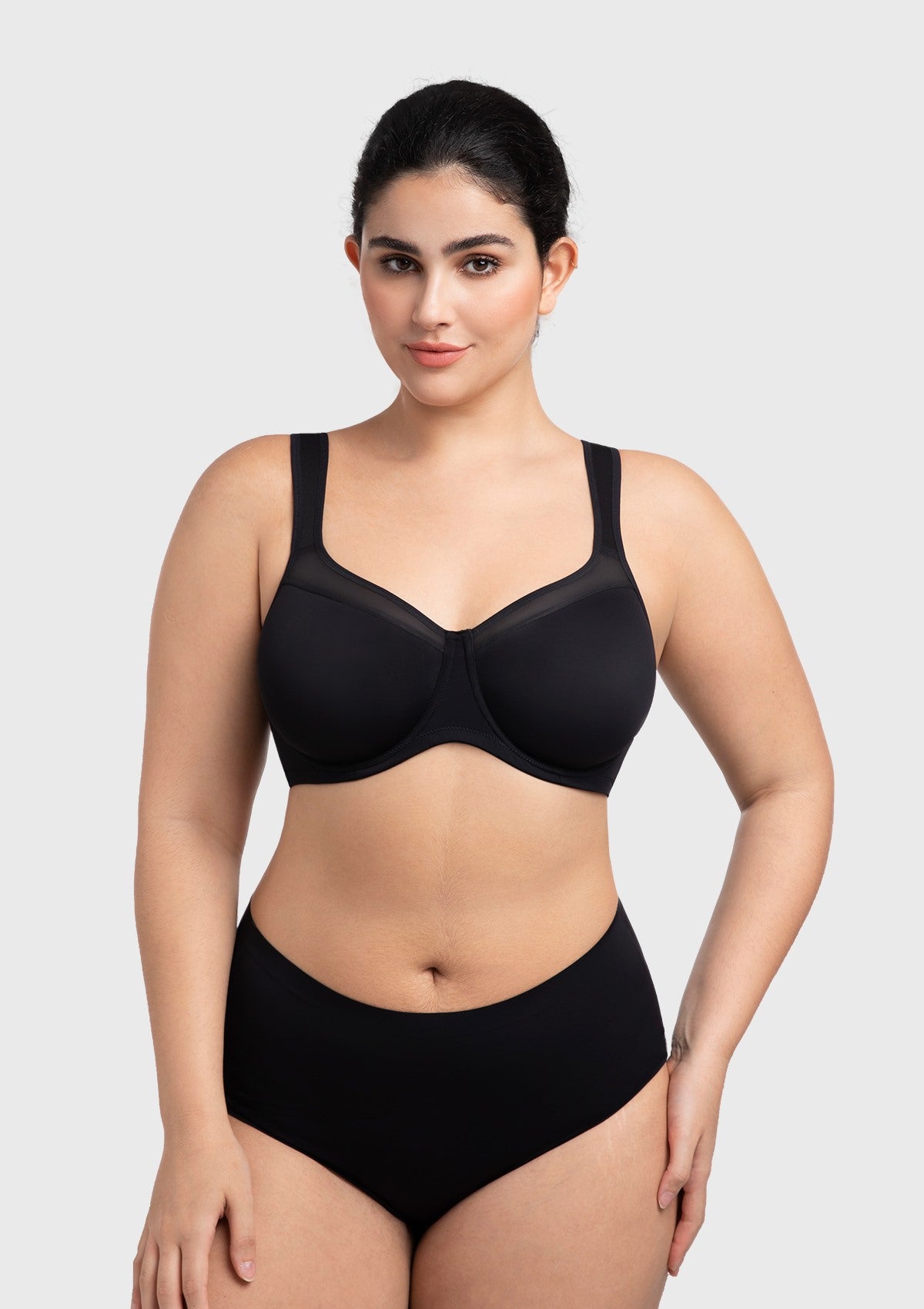 HSIA Alina Full Coverage Underwire Bra Plus Size Supportive Unlined Adjustable Strap Comfort Fit T-Shirt Style - HSIA