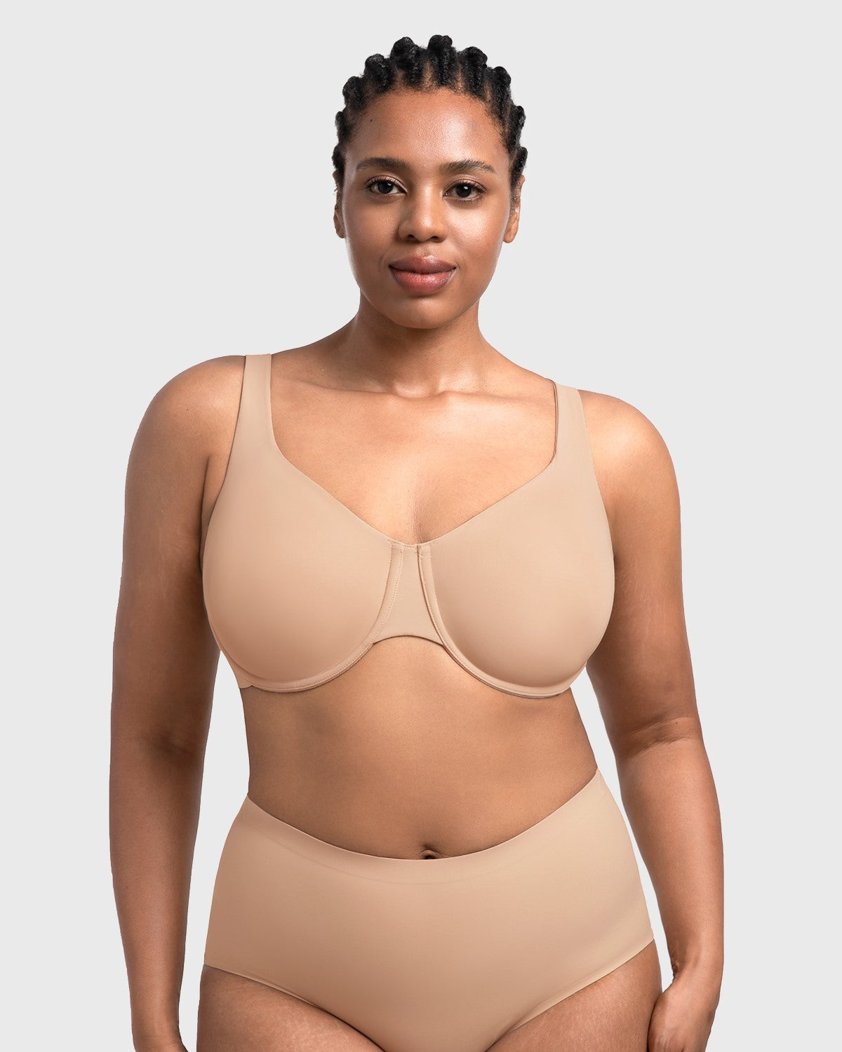 Full Coverage Plus Size T-Shirt Bra with Silky Satin Feel - HSIA