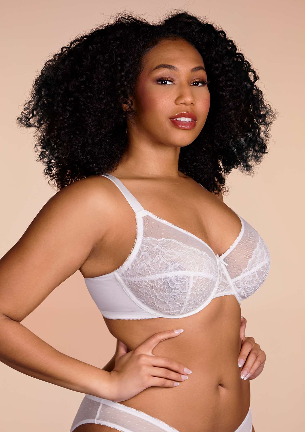 (Cardi B recommends)Enchante White Lace Underwire Bra Set - HSIA