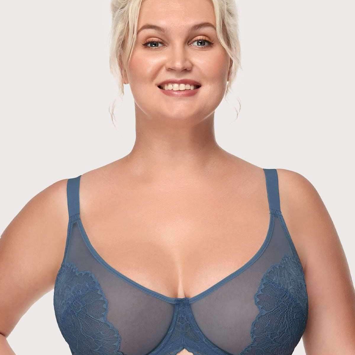 HSIA Blossom Dark Blue Unlined Lace Bra - HSIA