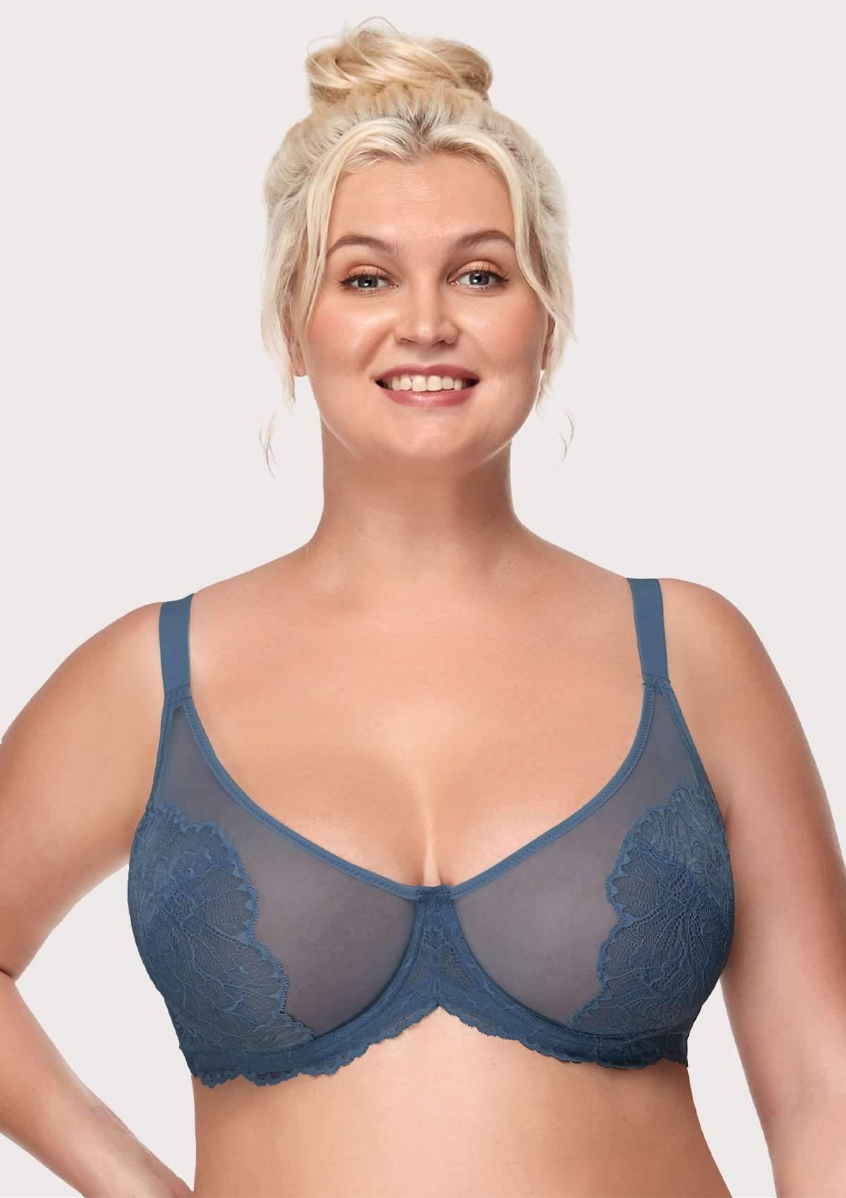 HSIA Blossom Dark Blue Unlined Lace Bra - HSIA