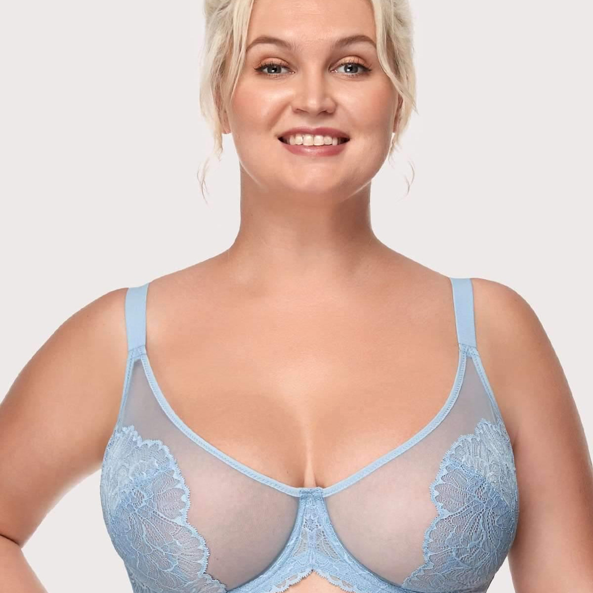 HSIA Blossom Blue Unlined Lace Bra - HSIA