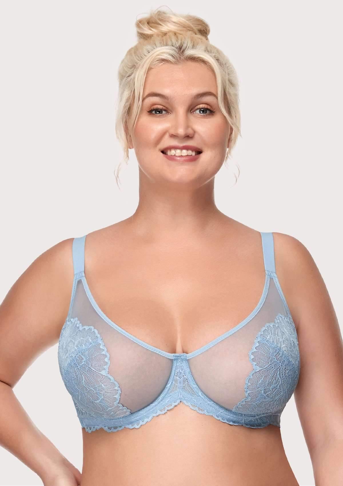 HSIA Blossom Blue Unlined Lace Bra - HSIA