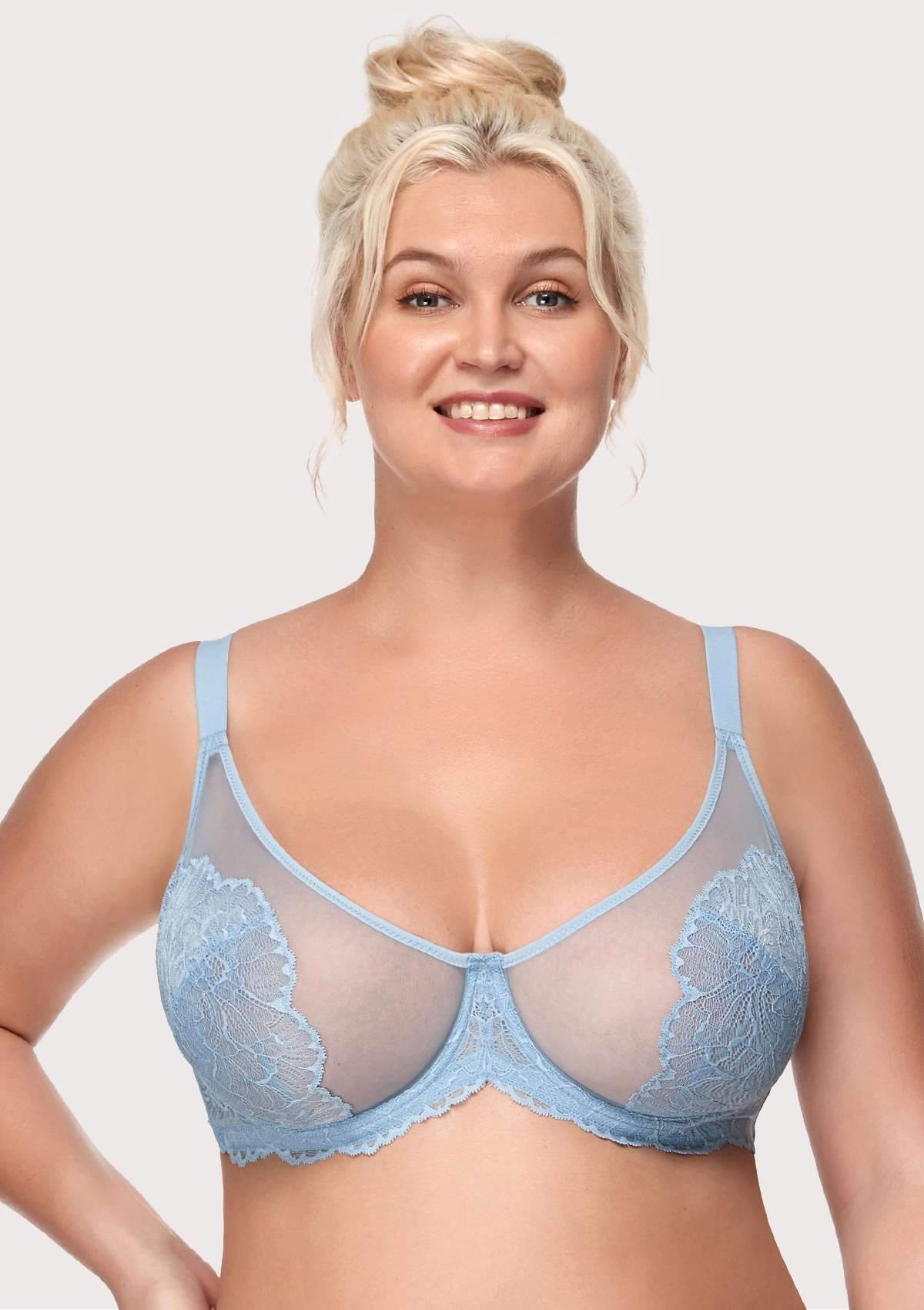 HSIA Blossom Unlined Storm Blue Lace Bra Set - HSIA