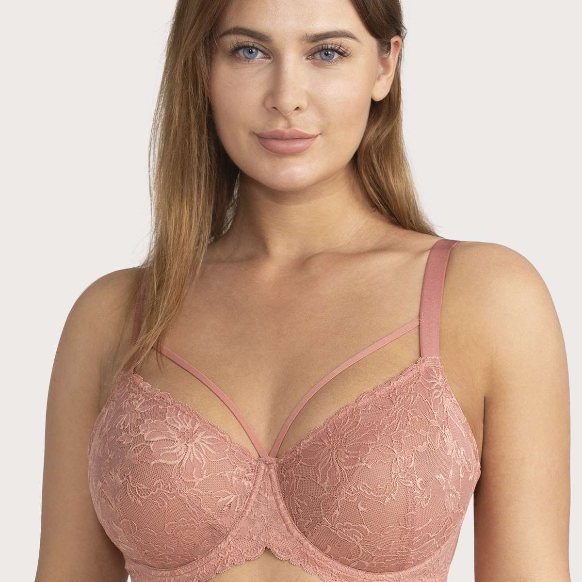 Pretty In Petals Pink Unlined Strappy Lace Bra - HSIA
