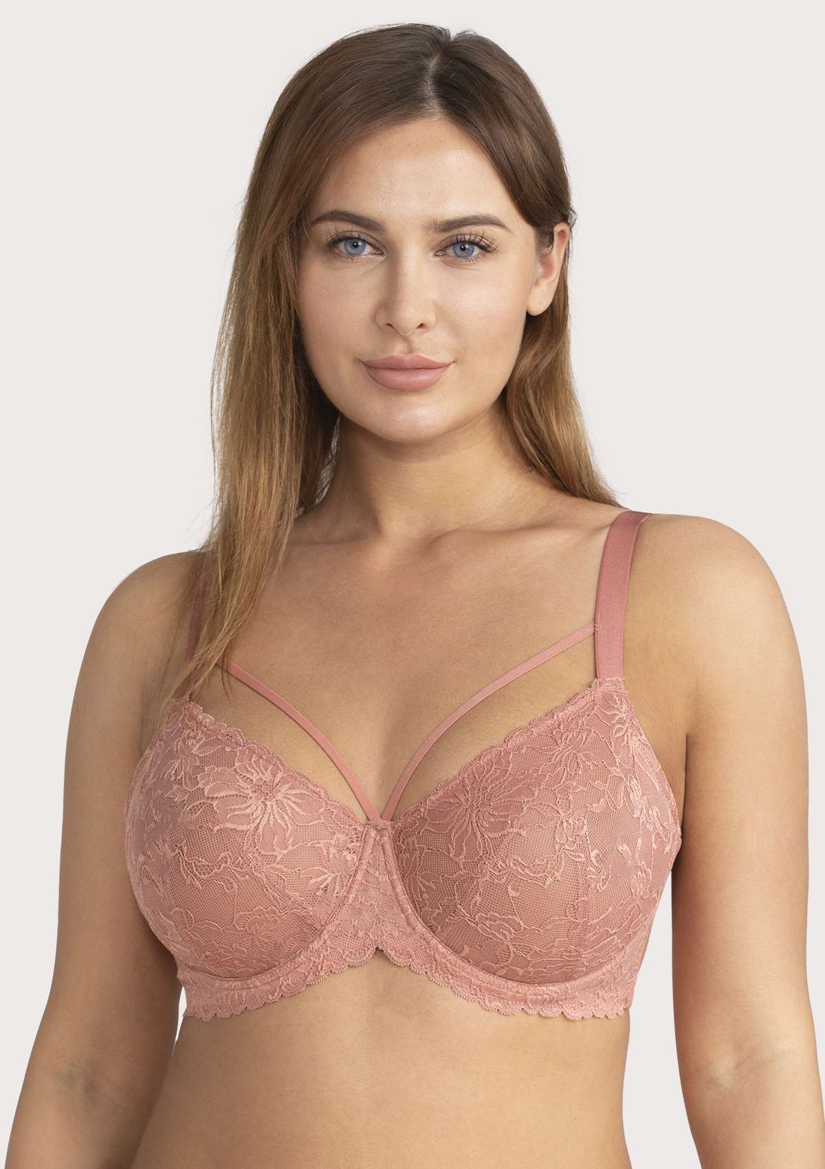 Pretty In Petals Pink Unlined Strappy Lace Bra - HSIA