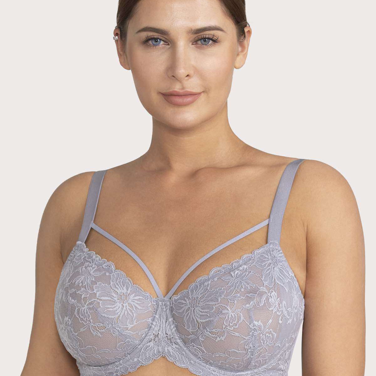Pretty In Petals Purple Unlined Strappy Lace Underwire Bra - HSIA