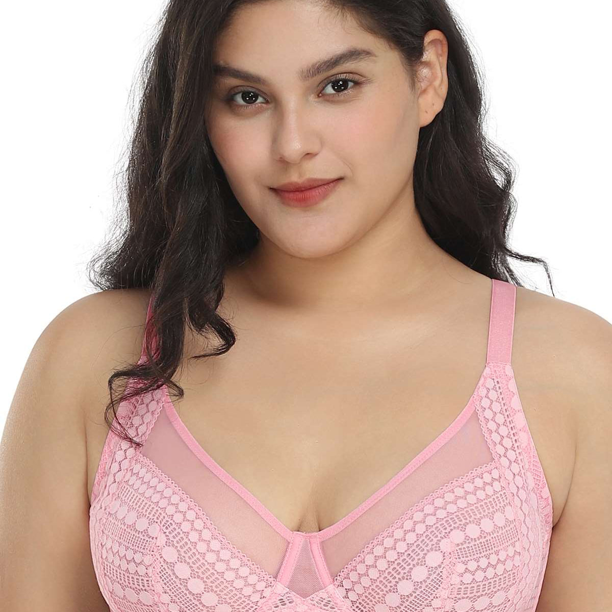 Heroine Polka Dot Sexy Lace Unlined Bra - HSIA