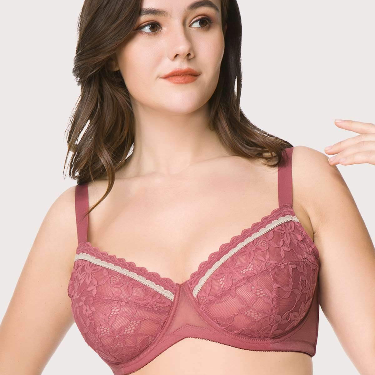 Jessamine Contrast Color Lace Underwire Bra - HSIA