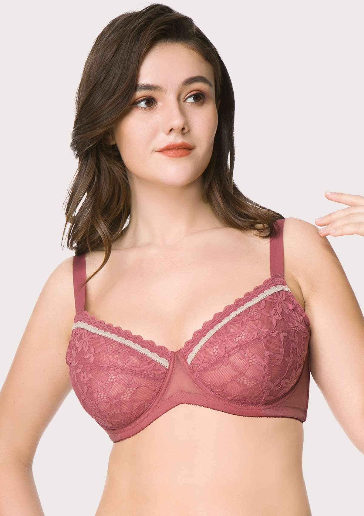 Jessamine Contrast Color Lace Underwire Bra - HSIA