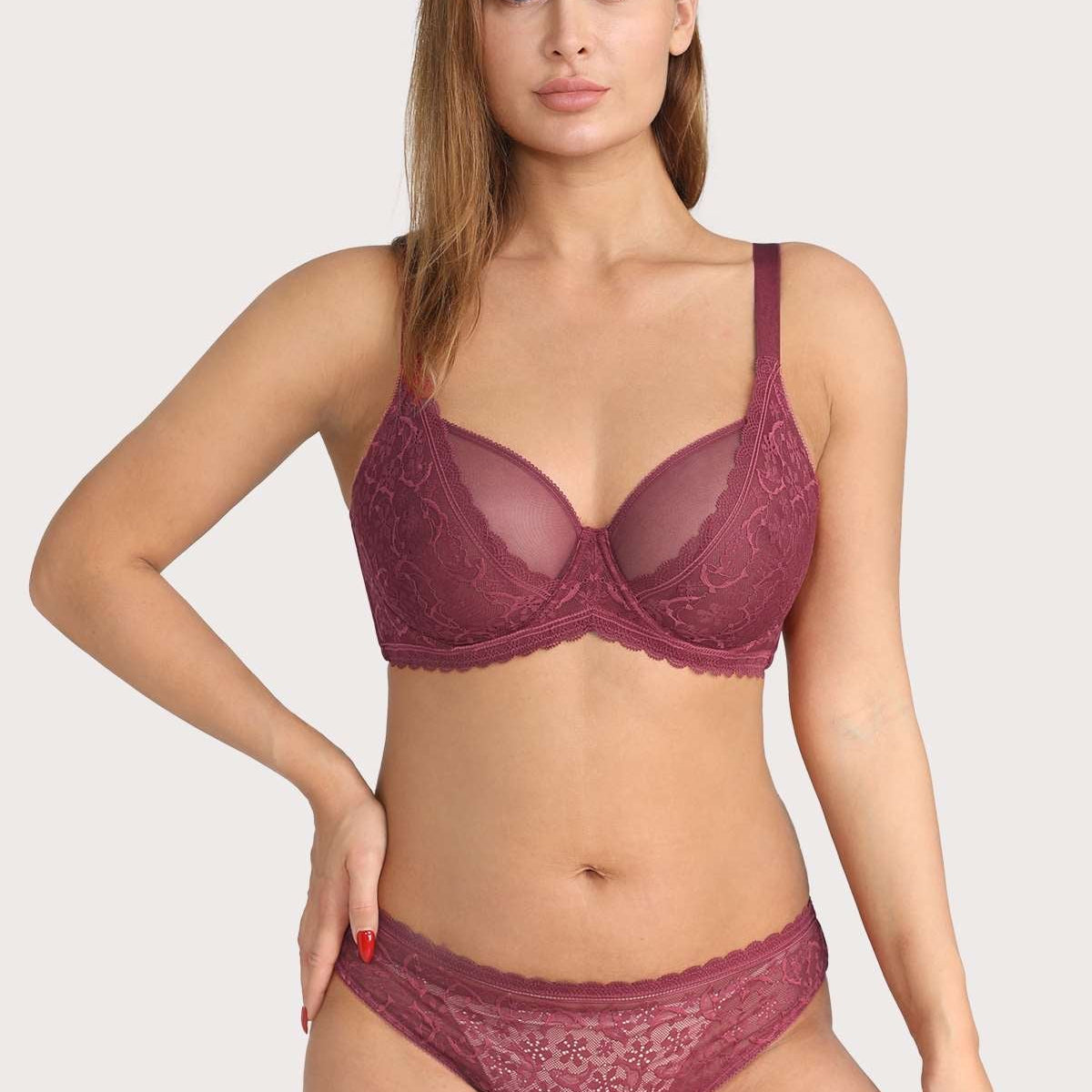 HSIA Lace Dolphin Burgundy Underwire Bra - HSIA