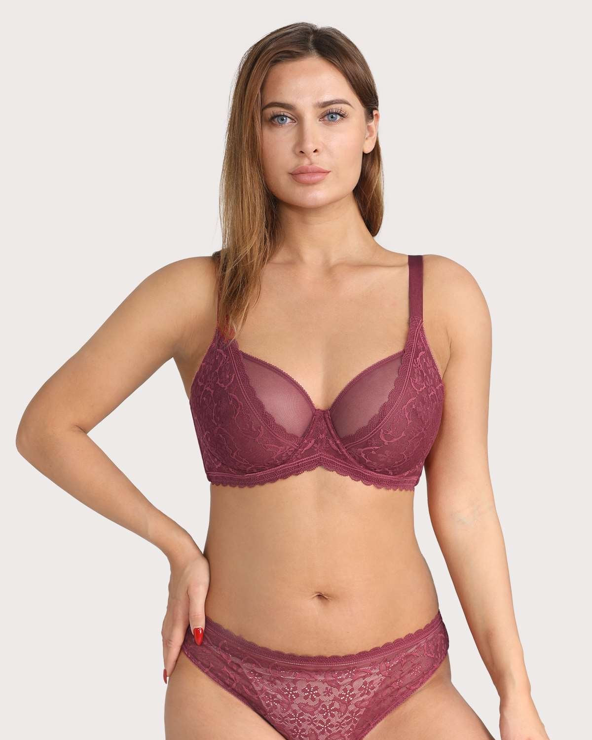 HSIA Lace Dolphin Burgundy Underwire Bra - HSIA