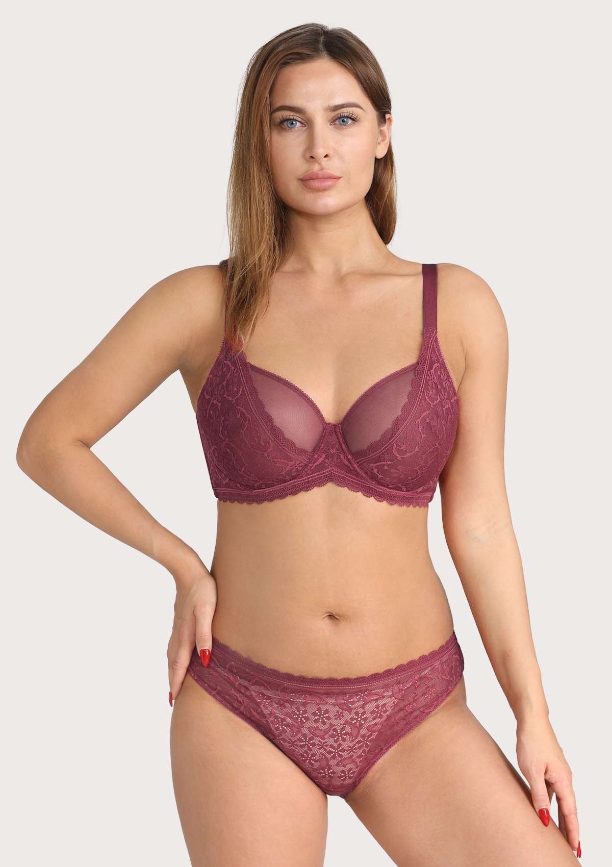 Anemone Unlined Dolphin Lace Underwire Bra - HSIA