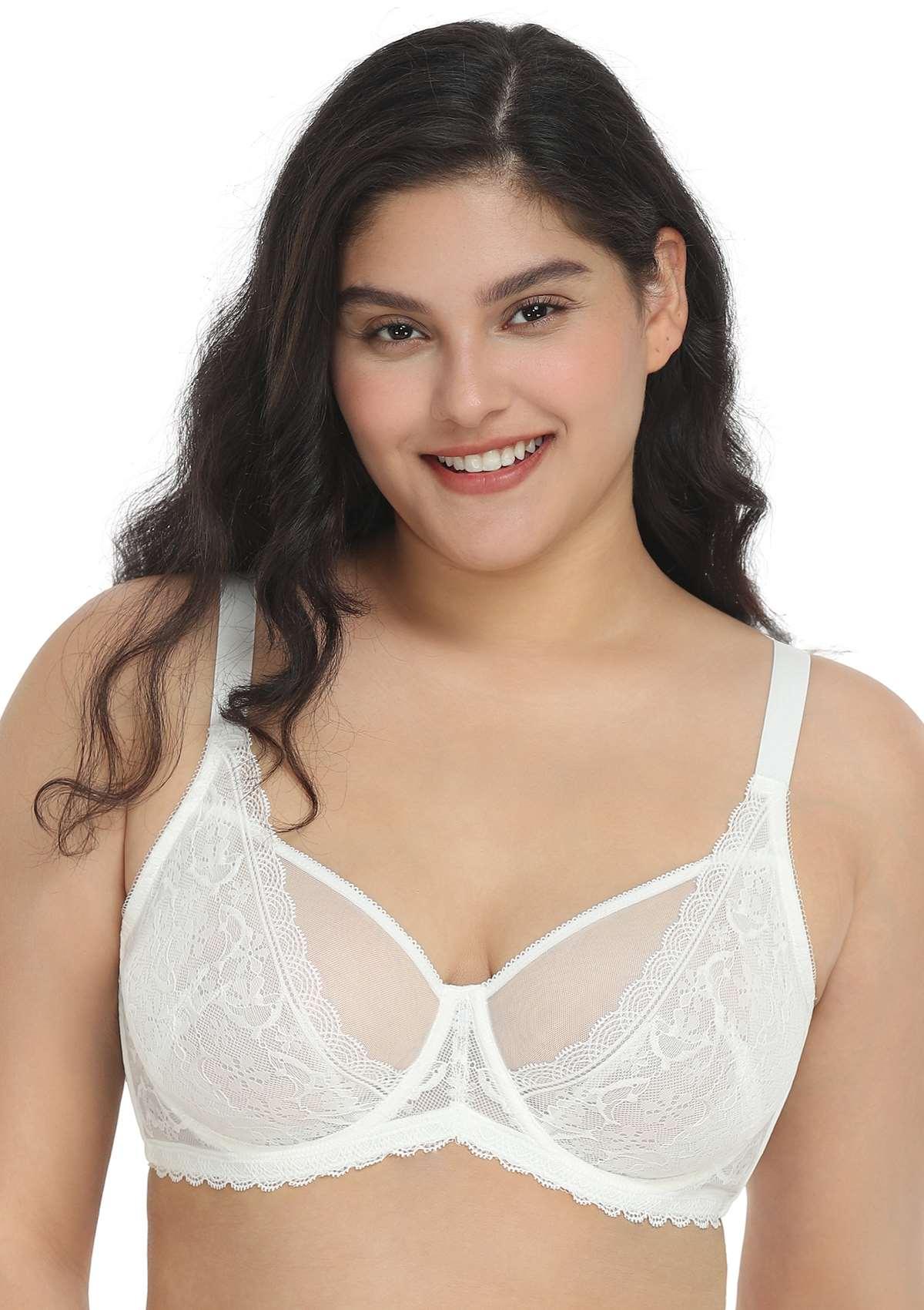 Anemone Unlined Dolphin Lace Underwire Bra - HSIA