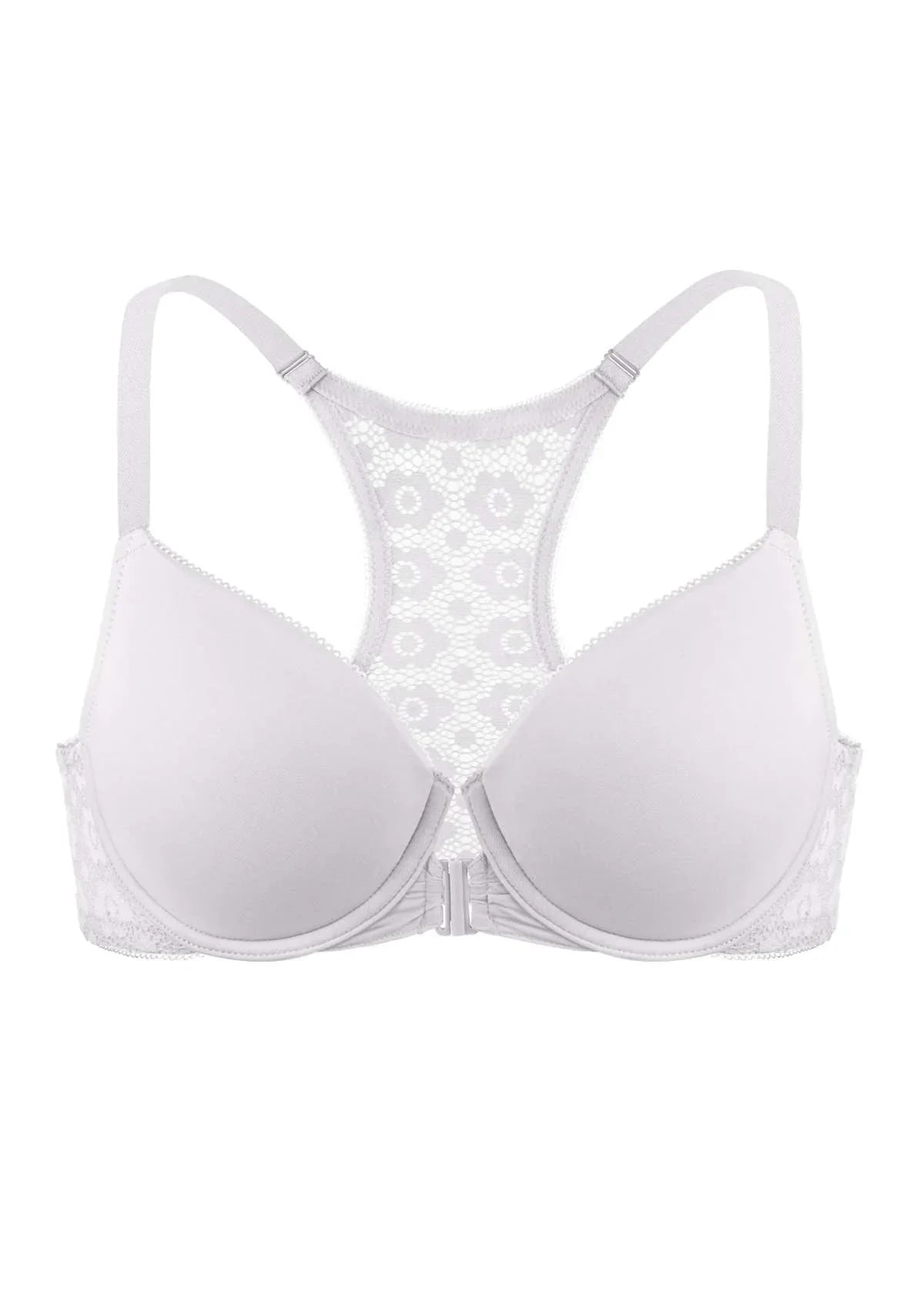 Serena Front-Close Lace-Back Racerback Underwire Bra - HSIA