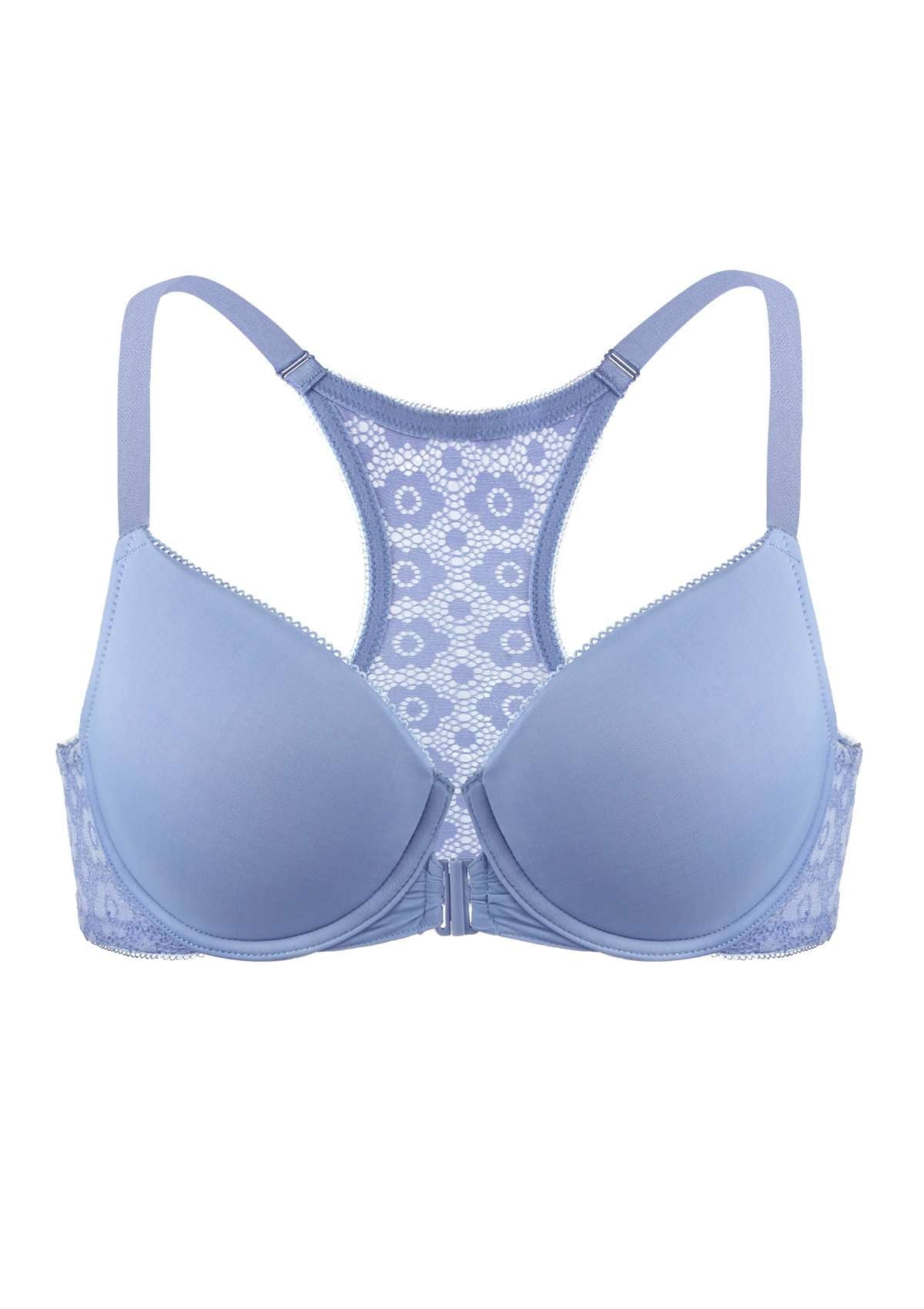 Serena Front-Close Lace-Back Racerback Underwire Bra - HSIA