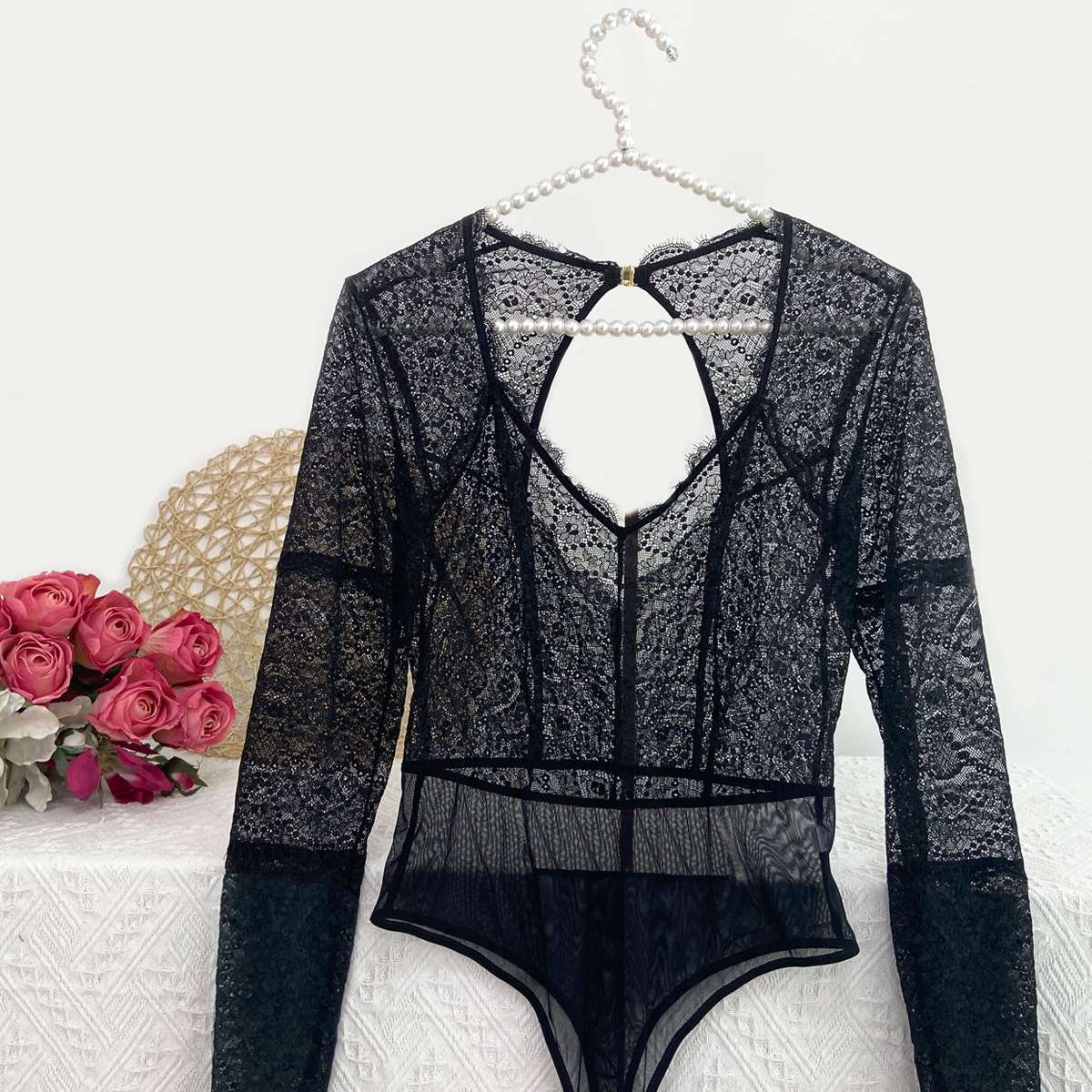 HSIA Lace Long Sleeve Teddy - HSIA