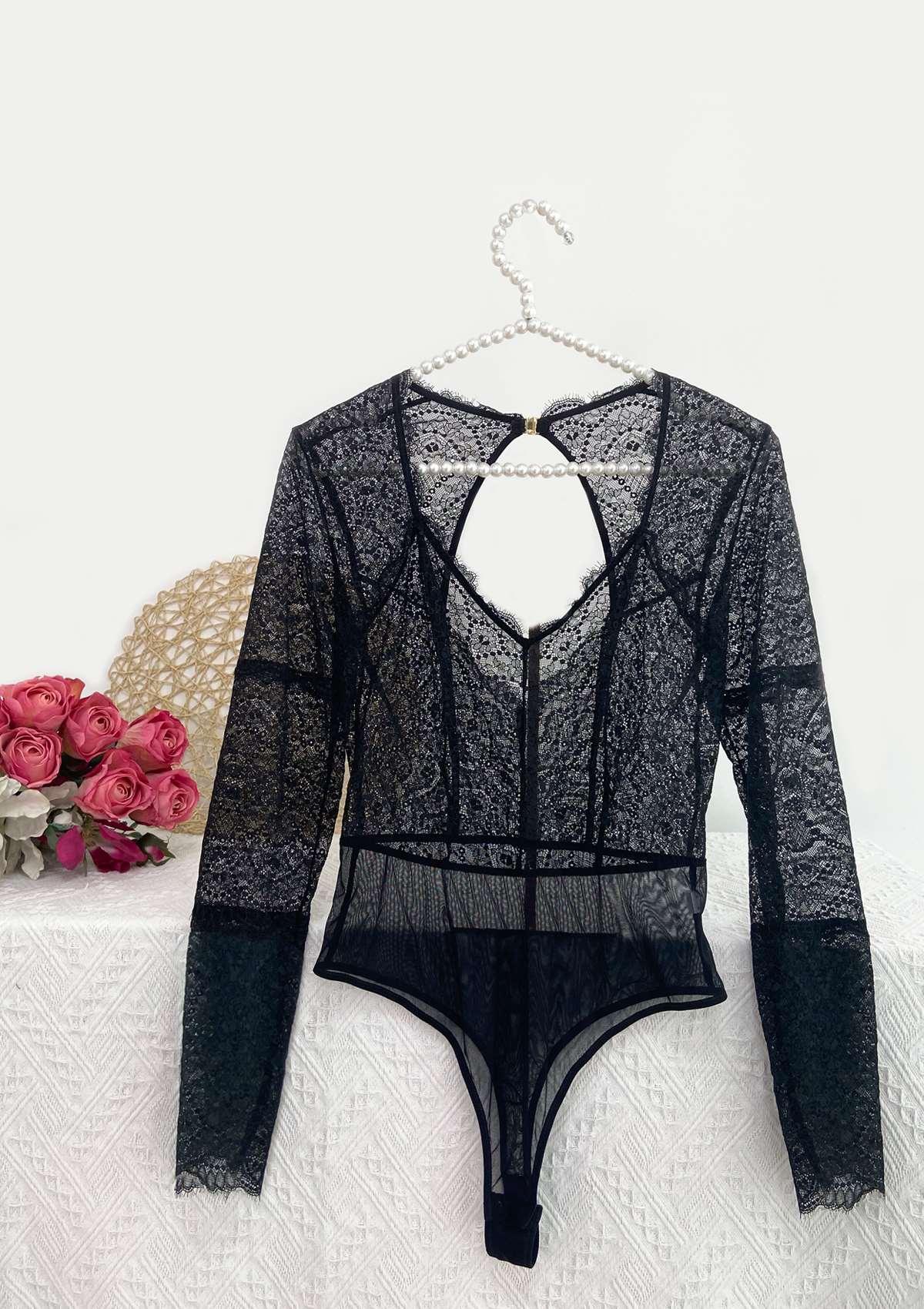 HSIA Lace Long Sleeve Teddy - HSIA