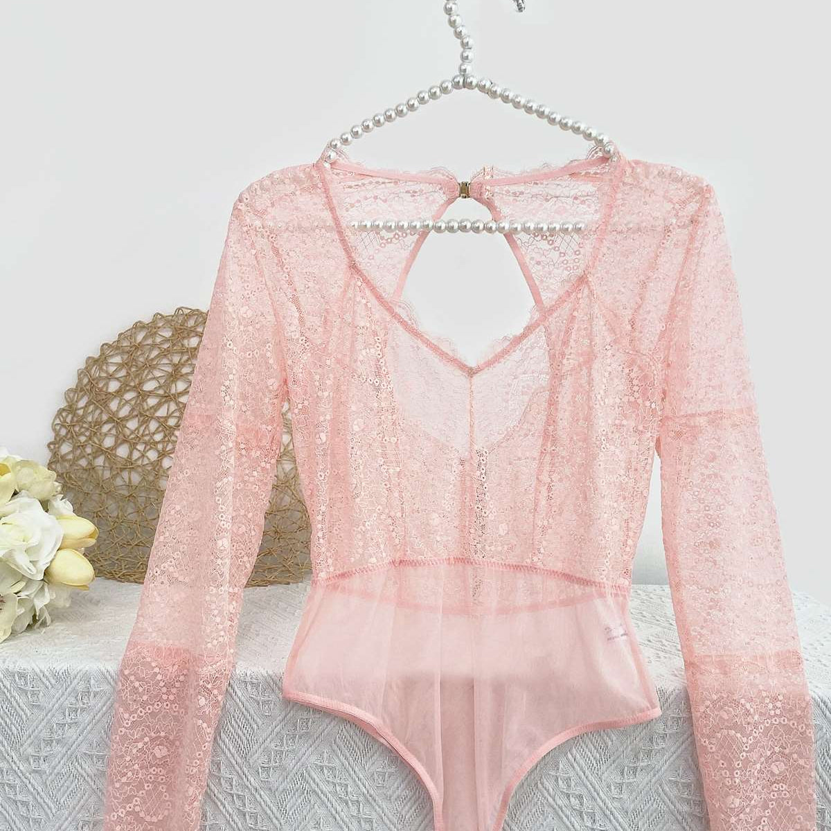 HSIA Lace Long Sleeve Teddy - HSIA