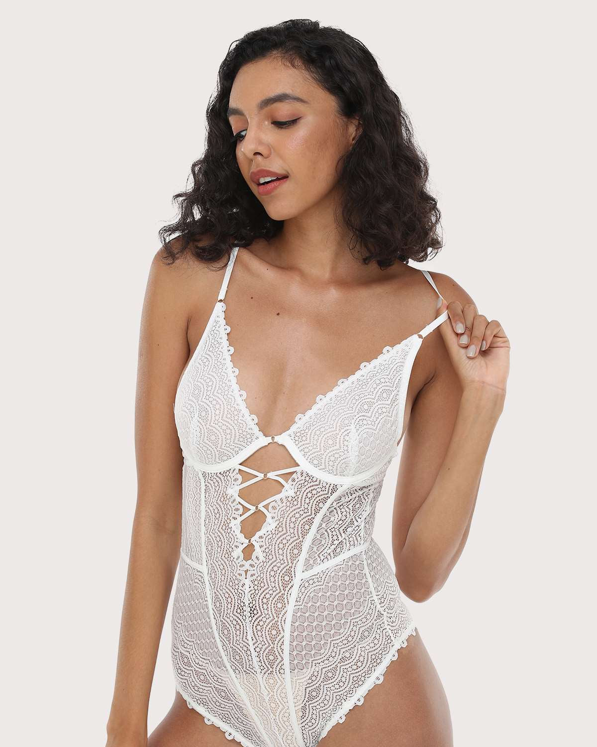 Lovelush Unlined Underwire Lace Low Back Teddy - HSIA