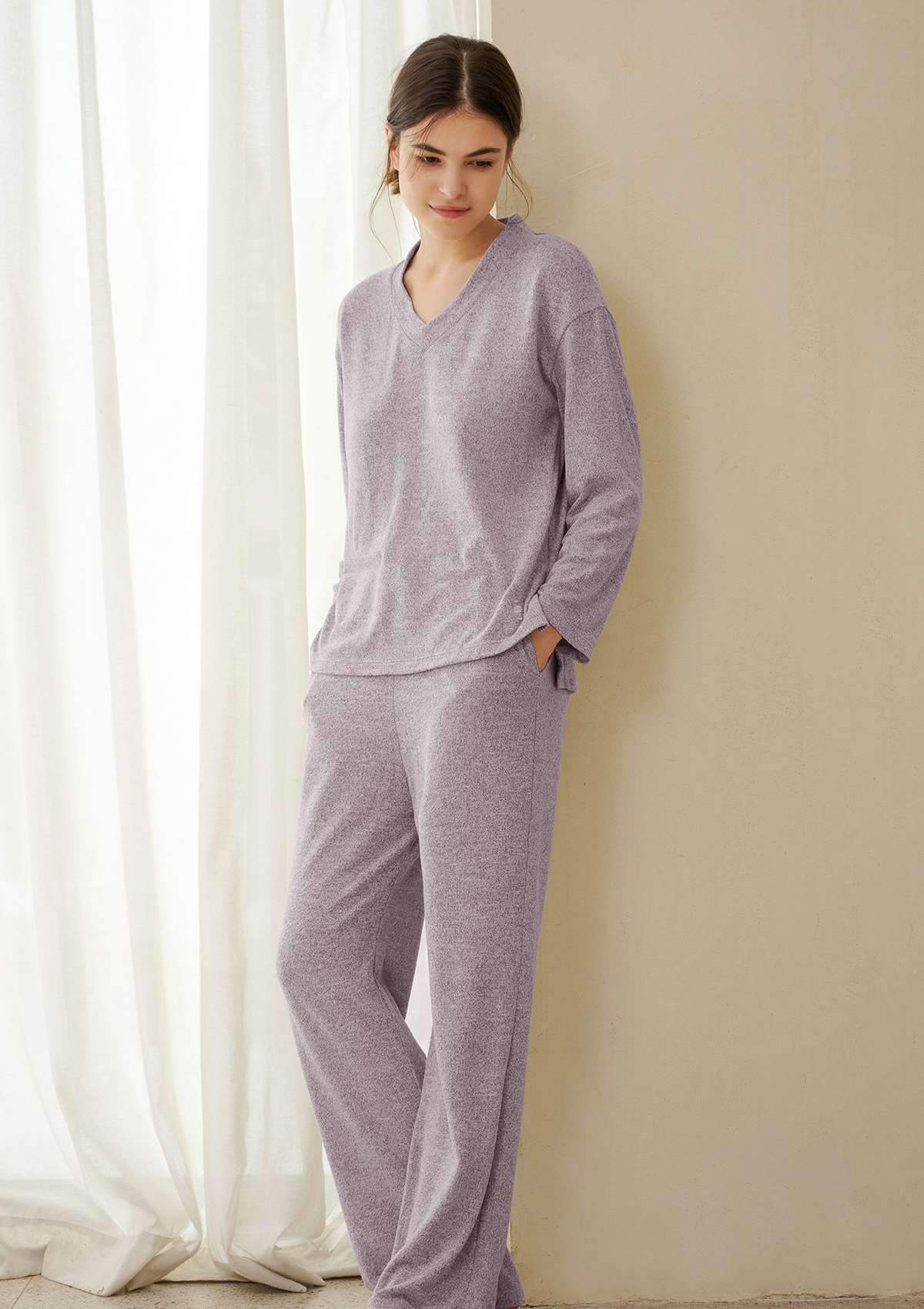 HSIA Knit Long Sleeve Pajama Set - HSIA